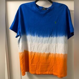 Polo by Ralph Lauren Men's Blue, White, and Orange Tee-NWT-size XL